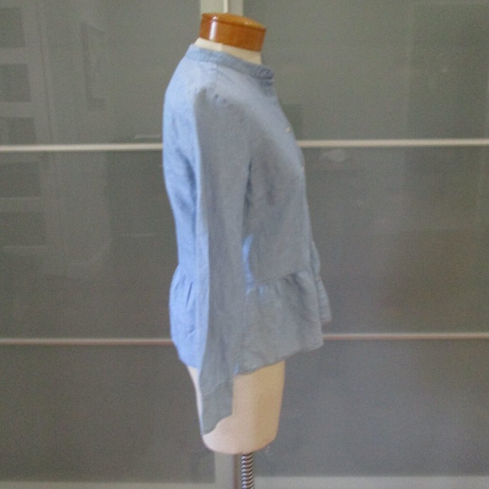J. Crew Black Label Peplum Long Sleeve Chambray Button Up Shirt - Picture 4 of 5